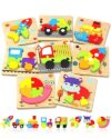 Yetonamr Wooden Toddler Puzzles Gifts Toys for Boys Girls, 8 Vehicle Shape Montessori Toy Educational Blocks Kids Toys Gift Baby Learning Toy