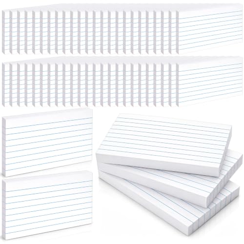Yexiya 100 Pack 3 x 5 Inch Ruled Index Cards Bulk 10000 Sheets, White Flash Cards for Studying Lined Notecards with Blank Back Horizontal Card for College, Home, Office Supplies 100 Per Pack