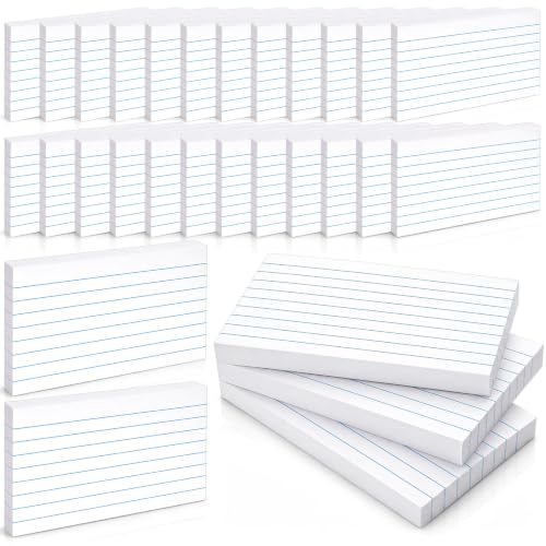 Yexiya 25 Pack 3 x 5 Inch Ruled Index Cards Bulk 2500 Sheets, White Flash Cards for Studying Lined Notecards with Blank Back Horizontal Card for College, Home, Office Supplies 100 Per Pack