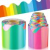 Yexiya Colorful Bulletin Board Borders Rainbow Scalloped Roll Trim Confetti Board Border Decoration for Classroom Chalkboard Preschool Daycare Kindergarten Office Decor(Colorful,1 Roll)