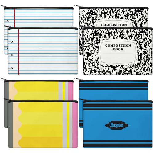 Yeyeplum 8 Pcs Back to School Teacher Gifts Bulk Teacher Pencil Pouch Survival Kit Makeup Bags Thank You Appreciation Gifts Bulk Pencils, Crayons, Notebooks Designs Pencil Pouch Canvas 9 x 6 Inch