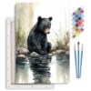 Yezavesu Framed Paint by Numbers Kit for Adults Beginner & Kids Ages 8-12, Bear Paint by Numbers with Frame, DIY Watercolor Number Painting for Adults Bear for Home Wall Decor Gift 8X 12 inch