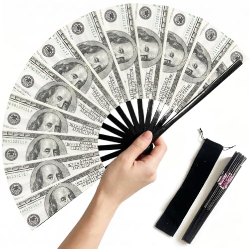 YGFEJSDNSW Money Stacks/Money Fan, Decorative Folding Fans, Popping Fan for Line Dancing, EDM Music Festival Club Event Party Dance Concert Wedding Saloon Cosplay (Dollar)