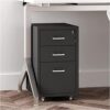 YHdtUO Office Storage File Cabinet, Three Drawers Metal Mobile File Cabinet, with Lock, File Cabinet, Home File Cabinet,