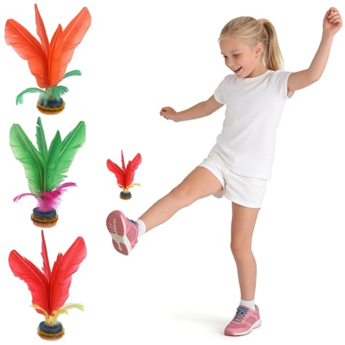 YHomU 3 Pcs Jianzi Kicking Shuttlecock Set, Multicolor Nylon Foot Feather Balls, 6.7 in Feather Kicking Shuttlecock for Exercise Training, Indoor and Outdoor Fun Game, Random Color
