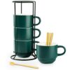 YHOSSEUN Stackable Coffee Mugs, Mug Set of 4 with Rack and Spoons, 11 OZ