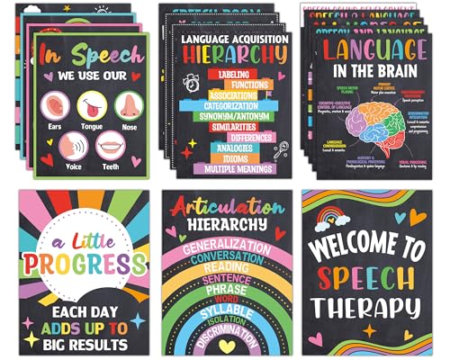Yiaoyinnz 16Pcs Speech Therapy Posters for Classroom Decorations Chalkboard Language Pathologist Bulletin Board Decorations Speech Therapy Wall Decor for Classroom School Office Art Print 11 x 14 Inch
