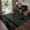 YIHOUSE Abstract 4x6 Area Rug Olive Green - Textured High Low Pile, Non Slip Stain Resistant, Modern Minimalist Rug for Living Room Bedroom Dining Kitchen, Black Green