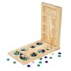 Yiju Mancala Board Game Folding Wooden Board Games Stone Chess Set Classic Strategy Tabletop Game with Glass Beads Suitable for Party Supplies Kids Adults, 32x9.5x1.6cm