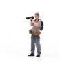 Yiju Miniature Figure Photographer Figurine Resin Model Statue Collectible with Camera and Backpack Hand Painted Details Suitable for dioramas Display Shelves Creative Scene setups Hobby Collections