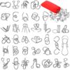 Yilloog Metal Brain Teaser Puzzles Set of 36 with Pouch, Steel IQ Games Physics Mind Metal Puzzles for Adults Basket Stocking Stuffers for Boys Girls Adults Challenge Gifts (Easy)