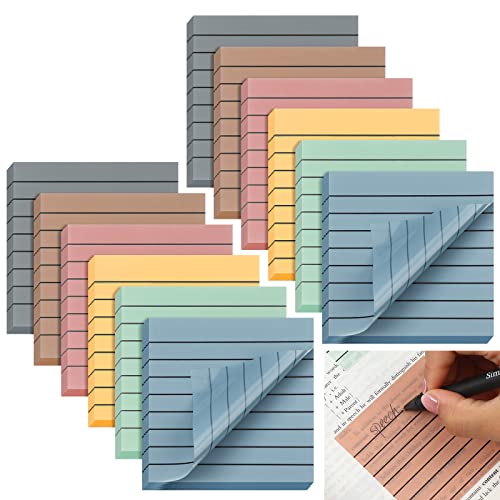Yinder 24 Pack 720 Sheets Transparent Sticky Notes Translucent Clear Lined Self Sticky Notes for Bible Tabs, Book Tabs, Office School Supplies(3 x 3 Inch,Pastel Colors)