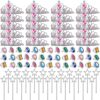 Yingzhao 96 Pcs Princess Pretend Party Costume Dress Up Play Set Includes 24 Crown Tiaras, 24 Star Wands, 48 Pcs Little Girl Jewel Rings, Princess Girls Party Favors Costume Play Set for Little Girls