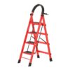 Yinj1835hh Steps Home Ladder 4 Step Foldable Climbing Ladder Red Stable with Handrail Wide Steps Multi Functional Steps Ladder