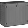 YITAHOME 30 Cu Ft Outdoor Storage Shed, Waterproof Storage Cabinet for Bike & Garden Shed, Horizontal Outdoor Storage Shed for Garage, Pool Storage, Dark Gray & Black