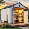 YITAHOME 8x10 FT Outdoor Storage Shed with Floor, Extra Thick Plastic Garden Shed for Bikes, Tools and Pool Supplies, Resin Storage Shed with Door, Window Insert & Vents for Patio Lawn Backyard, Gray