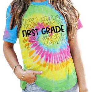 YI XIANG RAN Teacher Shirts Women: Tie Dye Teacher Tshirt Funny Teacher Life Shirt Teacher Tee Tops Short Sleeve Teacher Gifts(TieDye4, XX-Large)