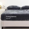 YIYEA Fleece Fitted Sheet Only, Ultra Soft Fluffy Plush Velvet Deep Pocket Fitted Bottom Sheet for Fall Winter, Cozy Warmth and No Shedding, Dark Gray, Full