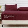 YIYEA Fleece Fitted Sheet Only, Ultra Soft Fluffy Plush Velvet Deep Pocket Fitted Bottom Sheet for Fall Winter, Cozy Warmth and No Shedding, Red, Full