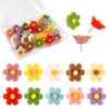 Ykimok 24 Pcs Flower Push Pins, 10 Colors Cute Decorative Thumb Tacks