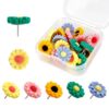 Ykimok Flower Push Pins, 20 Pcs 5 Mixed Colors Decorative Thumb Tacks