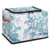 YLYNIU Sea Turtle Ocean Storage Bins With Zipper Lid, Collapsible Trunk Organizer, Car Organizers and Storage Bins with Lids, Decorative Storage Boxes with Handle, Home Storage Baskets for Organizing