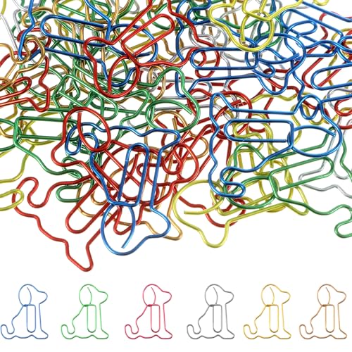 Ymapinc 60pcs Dog Shaped Paper Clips, Fancy Fun Decorative Multicolor Paperclips Cute Animal Paper Clips, Office Supplies Dog Bookmark Binder Clip for Women Men