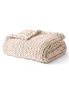 YnM Cooling Weighted Blanket, 100% Cotton Handmade Chunky Knitted Blanket, Weighted Lap, Breathable Heavy Blankets, Machine Washable Throw for Sleep or Home Decor (Cream, 48x75 Inch, 12lbs)