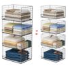 Yociyoga 4-Tier Stackable Closet Organizers and Storage Shelves, Foldable Closet Shelf Organizer, Black(Patent Protection)(Patent No. 30022416)