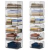 Yociyoga 6-Tier Stackable Closet Organizers and Storage Shelves, Closet Shelf Organizer Basket Bins, Foldable Sweater Storage for Clothes Organizer System, Black（Patent No. 30022416）