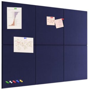 YODOYO 6-Piece 12" x 12" Felt Corkboard Alternative, Blue
