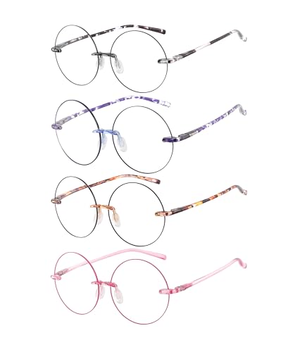 Yogo Vision Reading Glasses Rimless Women Lightweight Frameless Readers with Nose Pads Stylish Ladies Magnifying Eyewear 4 pk -+2