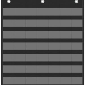 Yoink 45 Pockets Classroom Calendar Pocket Chart for Kids Learning - Monthly Calendar with Durable Fabric, Homeschool and Teacher Supplies, Preschool Kindergarten Wall Decor, Only Chart (Black)