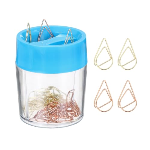 YOKIVE Paper Clip Teardrop Bookmark Holder Gold/Rose Gold, 40Pcs | Small Cute Rust-Proof Metal with Blue Magnetic Box for Office Home Wedding Photo Crafts Document Note Desk Organizer