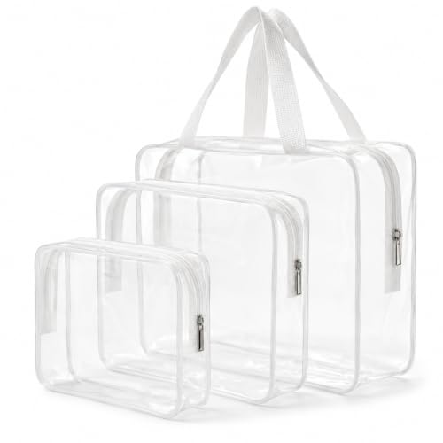 Yomjarl Board Game Storage Bags, 3 Pack Clear PVC Game Organizer Cases with Zipper and Handle, Portable Storage Holder for Puzzles, Card Games, A4 Papers, Magazines, Craft Hobby Supplies