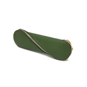 YONBEN Pencil Case Lightweight and Cute Pencil Pouch Slim and Stylish (Green,Faux Leather)