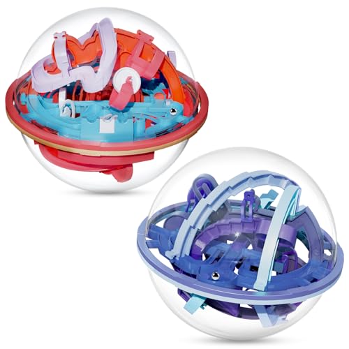 YongnKids 2 Pcs Large 3D Puzzle Ball Brain Teaser Games Toy(16cm,6.2’’, Maze Ball Games for Kids Ages 6 7 8-10, Education Fidget Toys for Boys Girls Birthday Gifts Classroom Prize(158,118 Obstacles)