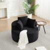 YONIPAX 43" Round Curly Plush Corduroy Fashion Chaise Lounge, Comfort Sofa Bed with Durable Spring interiors, Modern Elegant Deep-Seat Couch for Indoor Leisure Corners, Black