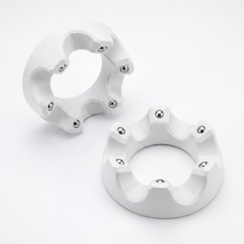 Yookeer 2 Pcs Bowling Ball Spinner Holder, Rotating Bowling Ball Cups with Bearings and Anti-Slip Pads, Ring Cleaning Stand for Home Alley Polishing Maintenance Display Rack, 5.7 Inch (White)