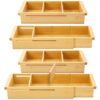 Yookeer 4 Pcs Expandable Drawer Organizer Adjustable Hanging Deep Drawer 11.4'' to 18.1'' Bamboo Wood Dividers Storage Tray for Desk Kitchen Bedroom Bathroom Office Supplies