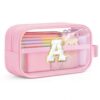 YOOLIFE Initial Birthday Gift Pencil Case Bag for Girl 4-9 Year Kid Pink A