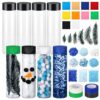 YooNotee 12 Pcs Weather Sensory Bottle Kits 13.5oz Plastic Calm Down Bottle with Lids Glitter Sequin Filler Acrylic Ice Cubes Snowy DIY Calm Down Jar Kit for Froze Party Favors Relieving Anxiety