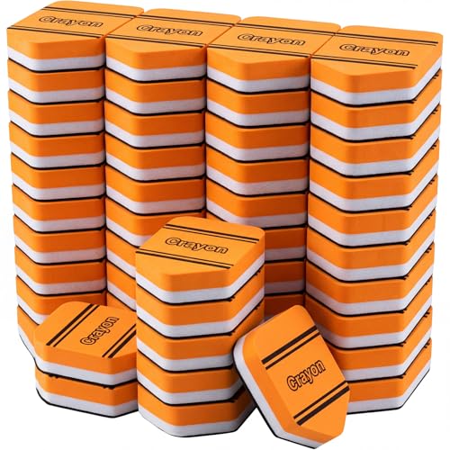 YooNotee 48 Pack Crayon Magnetic Dry Erase Erasers, Mini Whiteboard Dry Erasers Back to School Supplies Chalkboard Cleaning Pads for Classroom Office Kindergarten Decor