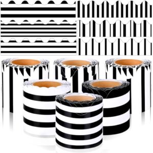 Yoonotee 6 Rolls 197 ft Black and White Bulletin Board Border for Classroom