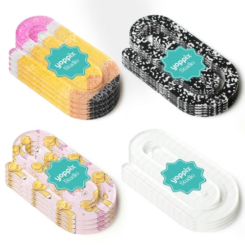 YOPPIX 12 Pcs Jumbo Teacher Acrylic Paper Clips Teacher Appreciation Cute Penci Paperclip Design for Office Classroom Bookmark Gift Book Lovers, Back to School Supplies