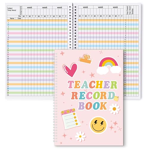 Yopyame Teacher Record Book for Grading - 2026 Teacher Grade Book Spiral Bound Record Book for Teachers Assignments Attendance Tests Class Gradebook for Teachers School Classroom Attendance Supplies