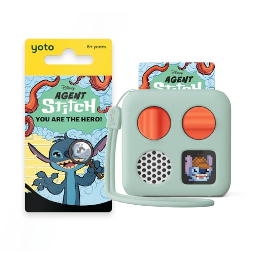 YOTO Mini (2024 Ed.) Bundle + Agent Stitch + Adventure Jacket in Frog Soup - Kids Screen-Free Bluetooth Audio Player, All-in-1 Travel Device for Stories Podcasts Radio White Noise