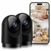 YOTON Indoor Security Camera 2pcs, 2K 360° WiFi Baby Monitor & Pet Camera with Motion Tracking, 2-Way Audio, Night Vision, SD/Cloud, Compatible with Alexa & Google Home, 2.4/5GHz