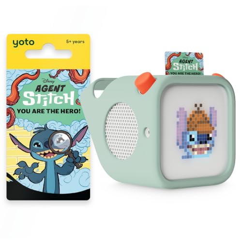 YOTO Player (3rd Gen) Bundle + Agent Stitch + Adventure Jacket Frog Soup - Kids Bluetooth Audio Speaker, All-in-1 Screen-Free Device Plays Stories Music Podcasts White Noise Thermometer Nightlight
