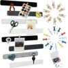 YOUDEFUL 8Pcs Bulletin Board Strips, Black White Grey Felt Pin Board Bar Strips with 50 Pushpins, Self-Adhesive Felt Cork Board Strips for Wall to Display Your Notes, Photos, Schedules, Announcements
